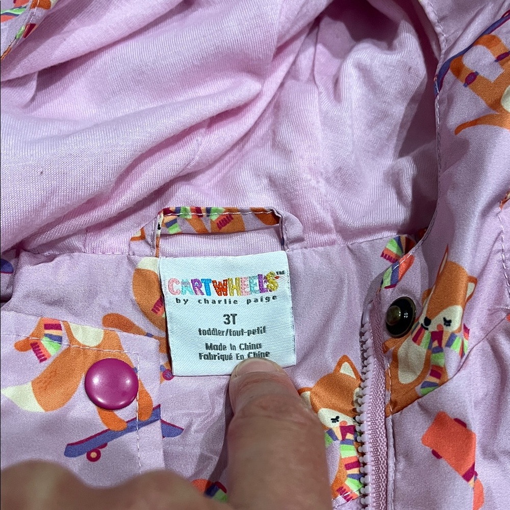 Kids Pink Cartoon Raincoat - Picture 3 of 4